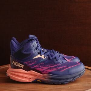Hoka One One Sneakers Womens SZ 9.5B Blue Purple Speedgoat 5 Mid Athletic Shoes